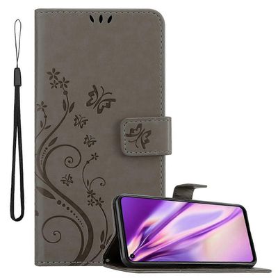 Honor 20 / 20S / Huawei NOVA 5T suojakotelo - kukkaprintillä ja korttipaikalla KUKKA TUMMA LILA