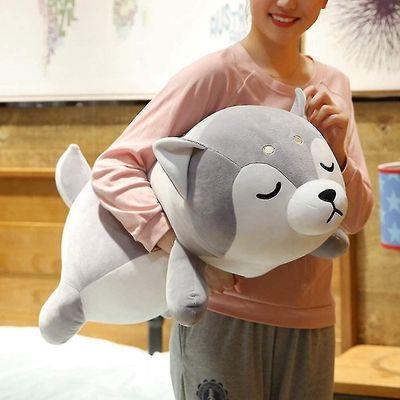 Husky plysj pute, huskie fylt dyr leketøy valp kaste pute for barn, valentinsdag, jul (19.6inch)