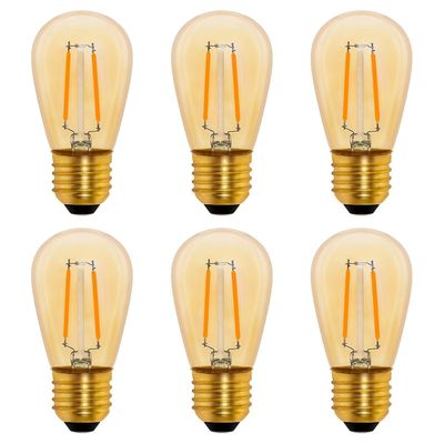 S14 vintage led-hehkulamppu E27, 1w keltainen Edisonin vaihto 10w hehkulamppu, himmentämätön, lämmin valkoinen 2200k, ac 220v, 6 kpl pakkaus