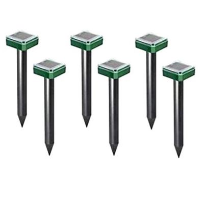 6 stk utendørs solenergi ultralyd vibrasjon repeller slange repeller mol elektronisk slange repeller for hagegård gård, etc Grønn svart