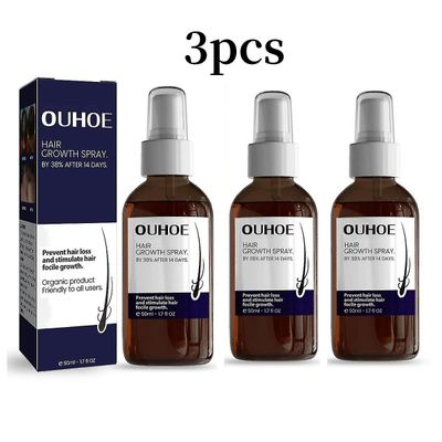 3x 50ml Ouhoe hårvækstspray fugter hovedbundshår beskadiget stærkt hår tæt hårvækstspray 3stk