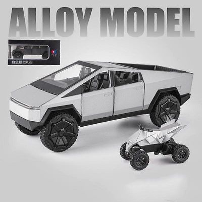 Toy Cars 1:24 Tesla Cybertruck Truck Alloy Lelu Automalli Diecasts Ajoneuvot Pickup Moottoripyörä Auton koristelu Kid Boys Lelut Joululahjat Hopea ...