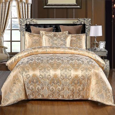 Mikasa Satin Jacquard Dynebetræk Sengetøj Sæt med lynlås Lukning Gul EUSingle 135x200