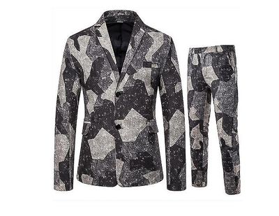 Handuo Mænd 's 2 Piece 2 Knapper Slim Fit Formel Blazer Jacket Mørk grå XL