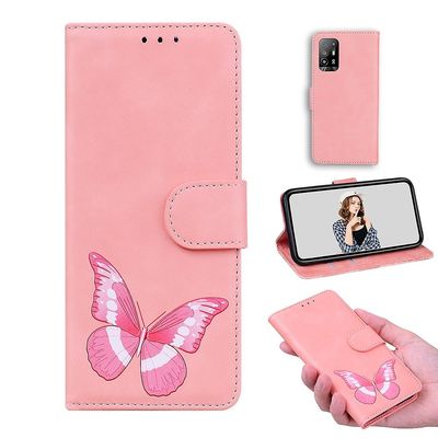 Etui til Oppo A94 5g / A95 5g Butterfly Cover Premium Læder Magnetisk- Pink