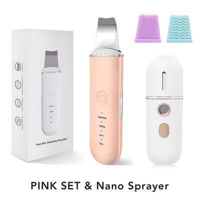 Eveltek Ultralyd Scrubber Hudspatel Facial Cleaner Peeling Massage Spa Blackhead Remover Sæt 1 Pink