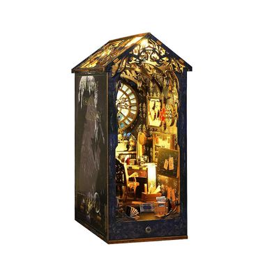 DIY Book Nook Kit, DIY bokhylle Sett inn dekor smug, med lys, 3d tre puslespill dekorere Som vist