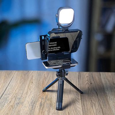 Teleprompter, 2.20-3.54in Portable Teleprompter Kit Compale med Android og for iOS, bærbar teleprompter DSLR med fjernkontroll 40mm vidvinkel