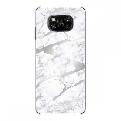 Crazy Kase Hull For Xiaomi Poco X3 Nfc I Silikone Soft 1 Mm, Grå Marmor Effekt