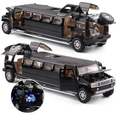 Korkea Simulaatio 1:32 Seos Hummer Limousine Metal Diecast Automalli Vetää takaisin vilkkuvat musikaaliset lasten leluajoneuvot Musta