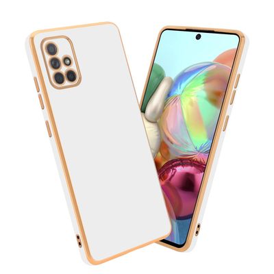 Samsung Galaxy A51 4G / M40s Hülle praktisk deksel TPU-deksel - med kamerabeskytter Blank hvit - gull