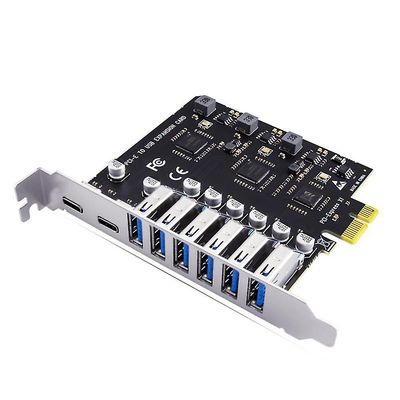 Usb 3.2 og Type C PCI-e utvidelseskort pcie til usb controller 6port + 2port usb-c 3.2 pci-e kort A