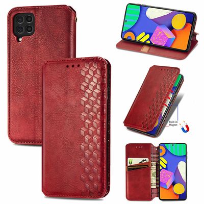 Kompatibel med Samsung Galaxy F62 / M62 Flip Case Etui Vintage Wallet Flip Cover med magnetisk lukning Coque - Blå rød