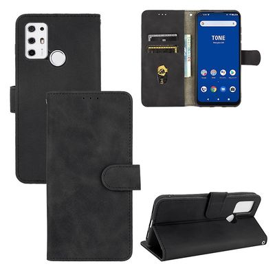 Etui til Tone E21 Cover Premium læder med kortholder Flip Folio Magnetisk etui Etui Coque - Sort