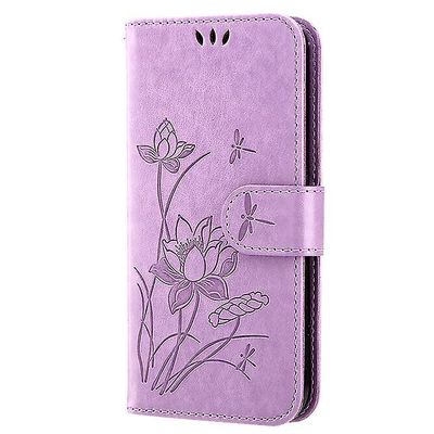 Gangxun Etui til Nokia G20/g10 Prægning af Lotus Pu Læder Tegnebog Flip Cover Coque Etui Lilla