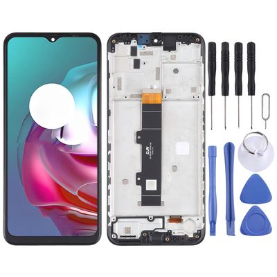 TFT LCD-skærm til Motorola Moto G30 XT2129-1 XT2129-2 Digitizer fuld samling med ramme (sort)