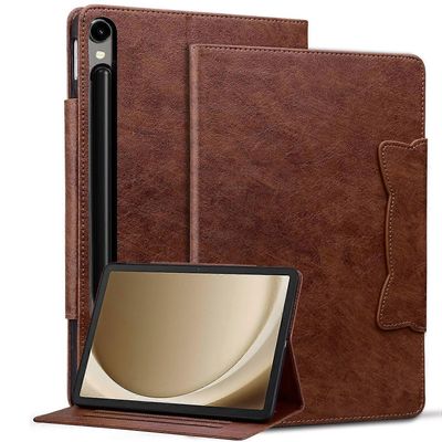 Samsung Galaxy Tab S10 FE+ -kotelolle kissan soljen sulkeminen nahkainen suojajalustan kansi Monivärinen Brown