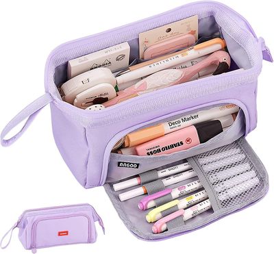 Szczw Skole Pencil Case Stor kapasitet Pencil Case med håndtak Blyant Case Jenter Skolemateriell Skrivesaker Makeup Bag Desk Arrangør for Boys Kids...