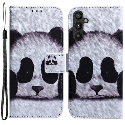 Samsung Galaxy A54 5g Pu nahka magneettinen suljinkuvio tulostuskotelo teline lompakko käännettävä puhelimen kansi rannehihnalla Panda
