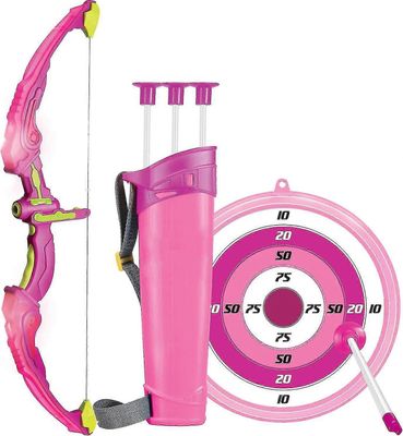 Jousi- ja nuolijousiammusketti lapsille, lelujousi ja nuoli, joka syttyy ulkoleikkeihin Vaaleanpunainen