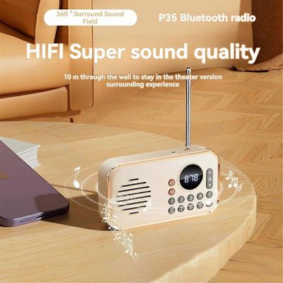 Kannettava FM-radio ladattava pieni langaton Bluetooth-kaiutin surround-stereoääni USB Vintage R Vaaleanpunainen