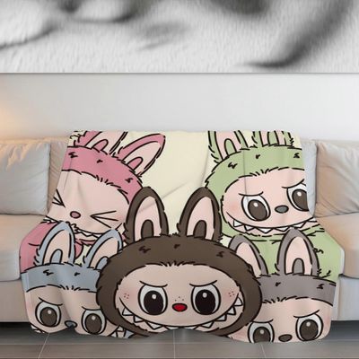 Labubu Painettu paksuuntunut kaksipuolinen samettihuopa, mukava ja pehmeä sohvalle, paksu talvipeitto makuuhuoneeseen, l-KDE32011 76x102cm 40x30in