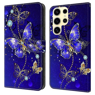 Samsung Galaxy S25 Ultra Case 3D Pattern PU nahkainen lompakon puhelimen kansi jalustalla Monivärinen Diamond Butterfly