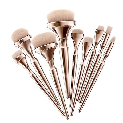 9stk Makeup børster sæt oval formet makeup børste blød løs pulver børste indstilling pulver rødme makeup skønhedsværktøjer spejl belagt blød blandi...