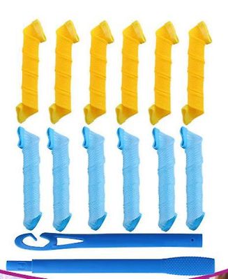 Xqday 12stk Magic Spiral Hair Curlers Spiral Curls Styling Kit Ingen varme DIY Hair Styling Værktøjer med 2 sæt Styling Hook Værktøjer til piger Wo...