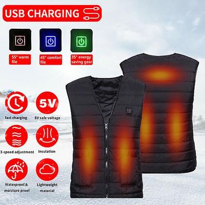 Witdreamer Elektrisk opvarmet Vest Jakke Usb Warm Up Varmepude Krop Varmere Vinter Tøj sort/rød/hvid 3XL