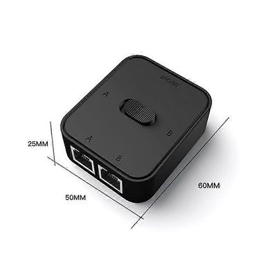 2-porttinen RJ45 LAN CAT6 -verkkokytkin, valitsin, 1000 Mbps, 2 sisääntuloa, 1 ulostulo/1 sisääntulo, 2 ulostuloa, sisäinen, ulkoinen verkko Black