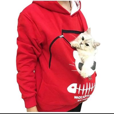 Elsavct Pusero Kissan ystävät Huppari Kengurukoira Lemmikki tassu villapaidat Cuddle Pussi Pusero Tasku Eläin korva hupullinen Punaviini XXL