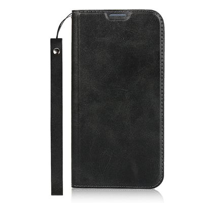 Iphone7 Plus / 8 Plus musta nahkainen iskunkestävä puhelinkotelo korttipaikan lompakkoon