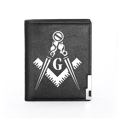 Bricks Masons Kompas og firkantet g frimurerisk tegnebog og kreditkort indehaveren-(sort, brun)