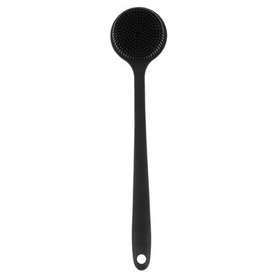 Silikon Body Scrubber Long Handle Dusj Tilbake Scrubber Silikon Body Brush Svart 37X8cm