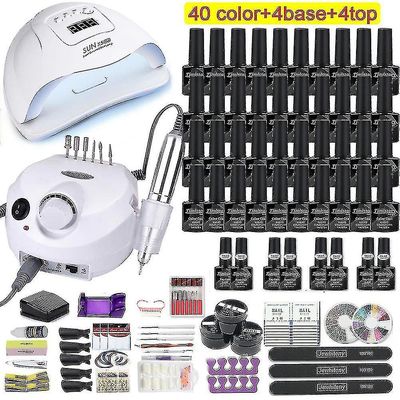 35000rpm Nail Art Kit 120w / 54w Led Nail Lamp 40/30/20/10 Färger UV-polering Gel Polering Nagelkonst