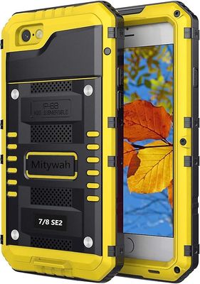 SQCLV iPhone SE 2020, raskas sotilasluokan panssarimetallikotelo, koko kehon suojaava iskunkestävä pölytiivis vahva kestävä paksu kotelo iPhone SE2...