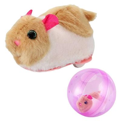 Hamsteri juoksupallo lelu Hauskat taaperot ryömivät rullapallo rullaava kissa kiusaava lelu vaaleanpunainen pallo Brown White Mouse
