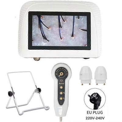 5 tuuman ladattava LCD-ihoanalyysiskanneri UUSI 50X / 200X HD digitaalinen mikroskooppi karvatupen ilmaisin päänahan diagnostiikkakone EU Plug