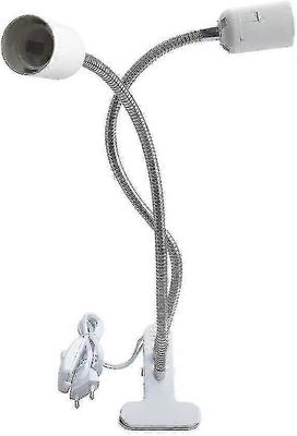 Clip-lampun pidike E27, puristinpidike 2 pistorasialla, kaksinkertaisella on/off-kytkimellä, hanhenkaulaletku 360 asteen kierto, kasveille lamppu p...