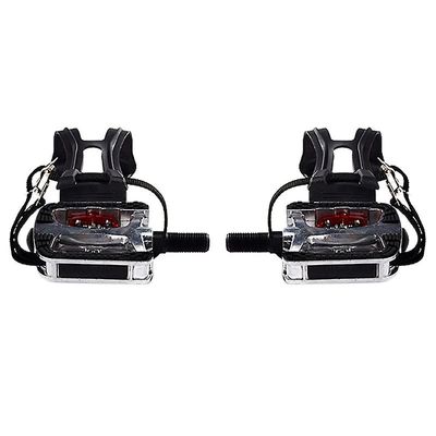 SPD-pedaler for spinnsykkel med tåbur for klipspedaler Innendørs treningssykkelplattformpedaler 9/16 tommer Svart