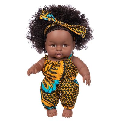 Baodan Sort afrikansk sort baby sød krøllet sort 8-tommer vinyl baby legetøj