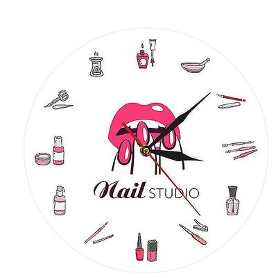 Coosilo 3d Creative Nail Art Væg ur, neglelak dekoration vægur