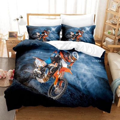 Yogan Moottoripyörän pussilakana Extreme Sports -teema sisustus Kaksinkertainen vuodevaatteet pussilakana Motocross-painettu kuvio lohduttajan pääl...