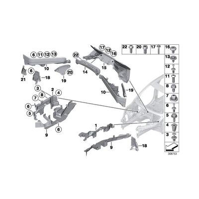 3 stk motor øvre rom skillevegg skottpanel kit for X5 E70 X6 E71 E72 51717169419 51717169420 51717169421 Svart
