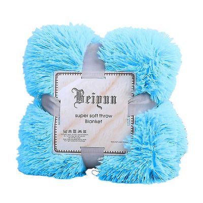 80x120cm Myk Fluffy Shaggy varm seng Sofa Sengeteppe Sengetøy Ark Kast Blanket Qinhai Himmelblå