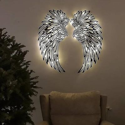 Angel Wings Veggdekorasjon, Antikk Hengende Metal Angel Wings Wall Decor Med lys 35cm