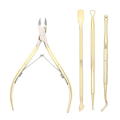 Morakot rustfritt stål cuticle trimmer med cuticle pusher og saks pedikyr manikyr verktøy Gull