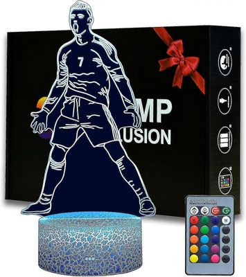 Jkw Portugalin jalkapalloilija Ronaldo 7 Yövalo pojille,16 Värinvaihto himmennettävissä etähuoneen jalkapallosisustuksella, pöytävalaisimella jalk...