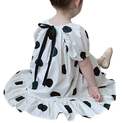 Liltop Sommer Kids Baby Girl Polka Dot Flæse Kortærmet Mini Kjole Loose Swing Kjole 4-5 Years